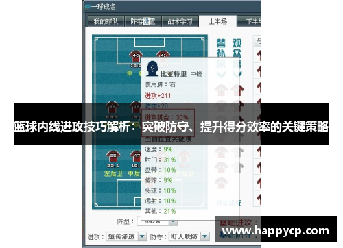 篮球内线进攻技巧解析：突破防守、提升得分效率的关键策略